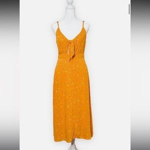BP Yellow Orange Geometric Floral Midi Sun Slip Dress Size L NWT